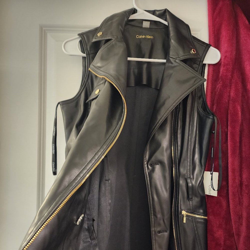 Calvin Klein Leather Moto Tank Dress-